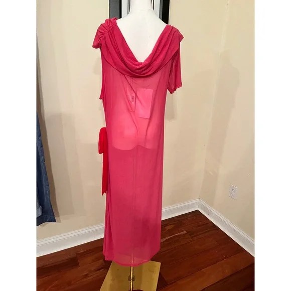 NWT Never Fully Dressed Ella Wrap Dress Pink Red One Shoulder US 18 - Picture 8 of 8